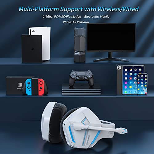 BINNUNE Wireless Gaming Headset with Mic - White