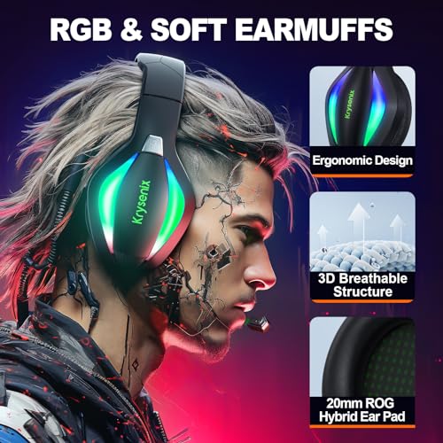 Krysenix PG1 Gaming Headset with AI Microphone