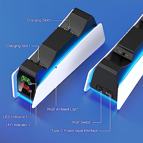 PS5 DualSense Controller Charging Station with RGB Lights