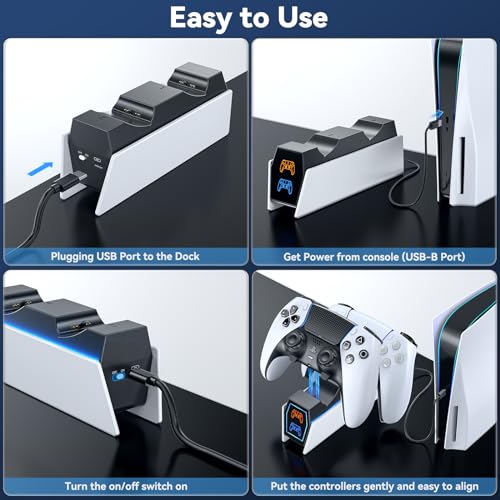 PS5 Controller Charging Station with LED Light