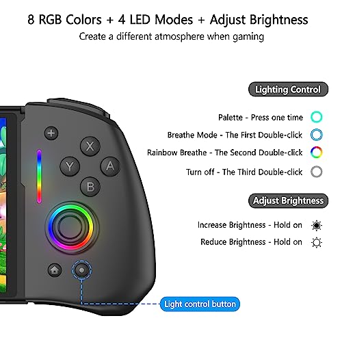 Ergonomic Wireless Switch Controllers with RGB Lighting