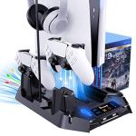 PS5 Cooling Stand with Dual Controller Charger and Game Storage