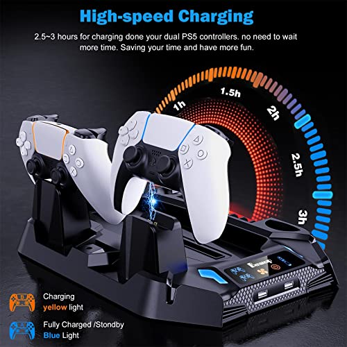 PS5 Cooling Stand with Dual Controller Charger and Game Storage