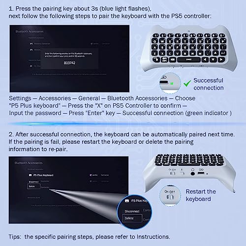 MoKo Wireless Mini Keyboard for PS5 Controller