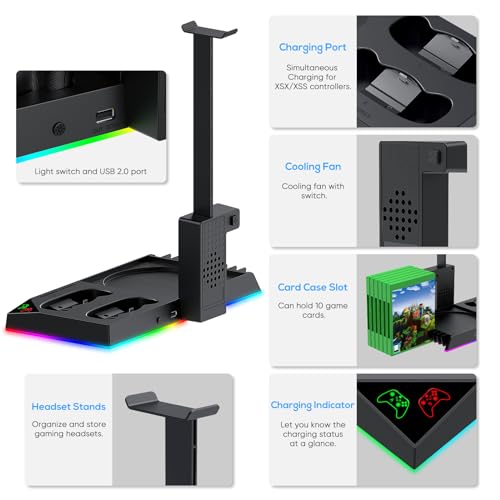 RGB Charging Stand & Cooling Fan for Xbox Series X
