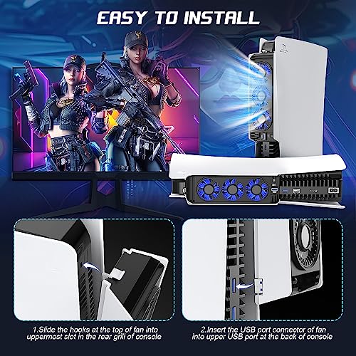 PS5 Cooling Fan with LED Light and USB