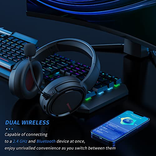 BINNUNE Wireless Gaming Headset with Noise Cancelling