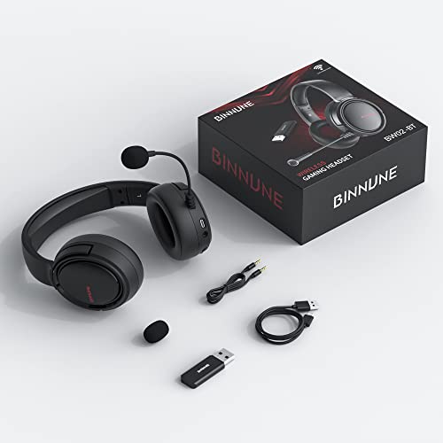 BINNUNE Wireless Gaming Headset with Noise Cancelling