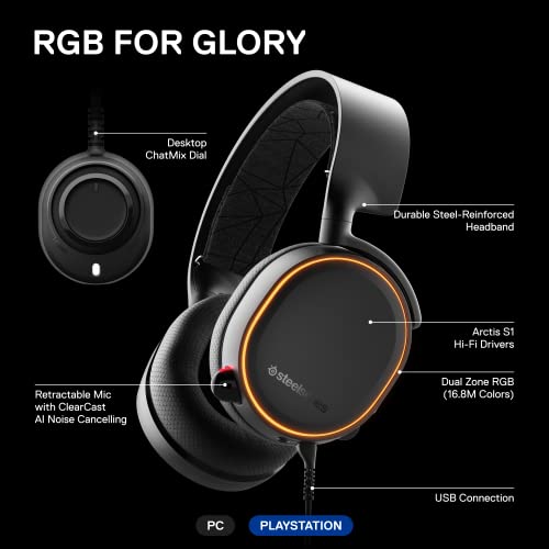 SteelSeries Arctis 5 RGB Gaming Headset - Black