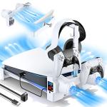 PS5 Cooling Stand with Controller Charger & Headset Support