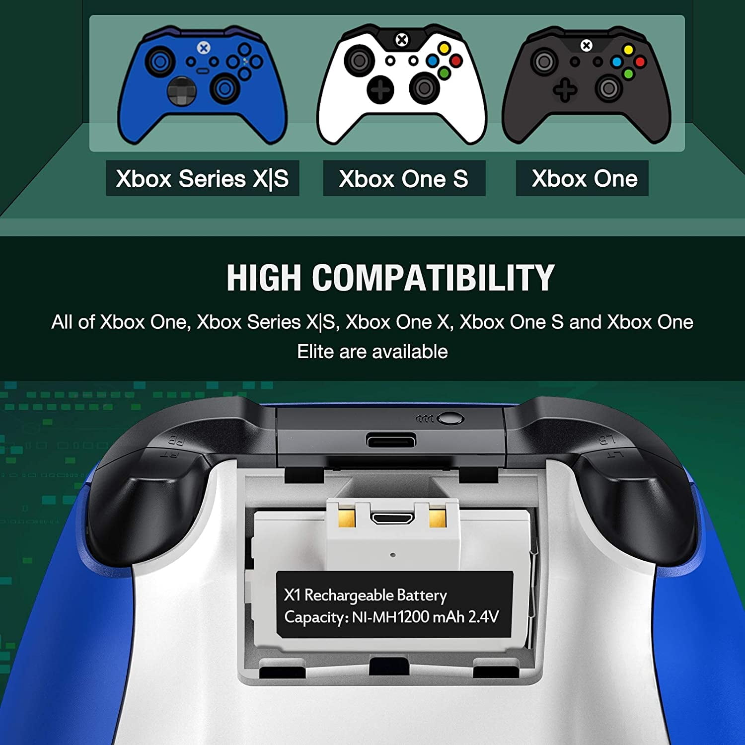 BEBONCOOL Xbox Controller Charging Station with Batteries