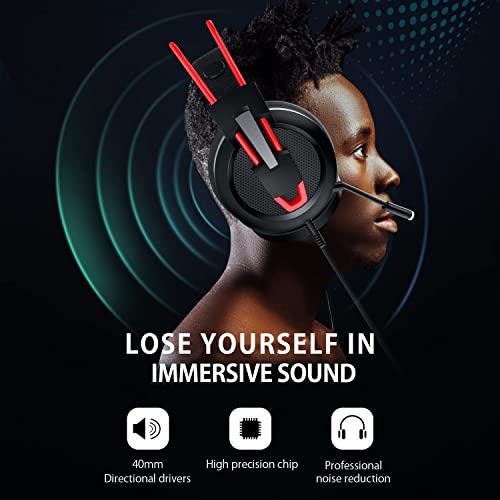 Karvipark H-10 Gaming Headset - Noise Cancelling, Red