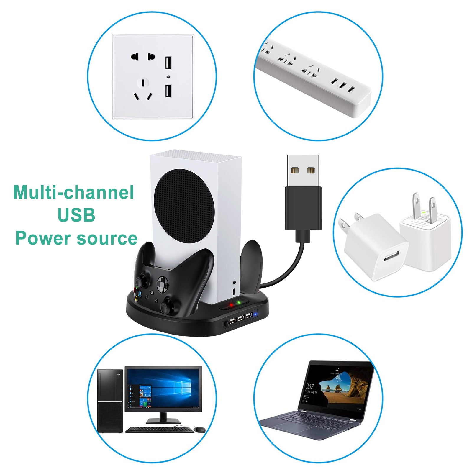 Xbox Series S Vertical Cooling Fan & Charger