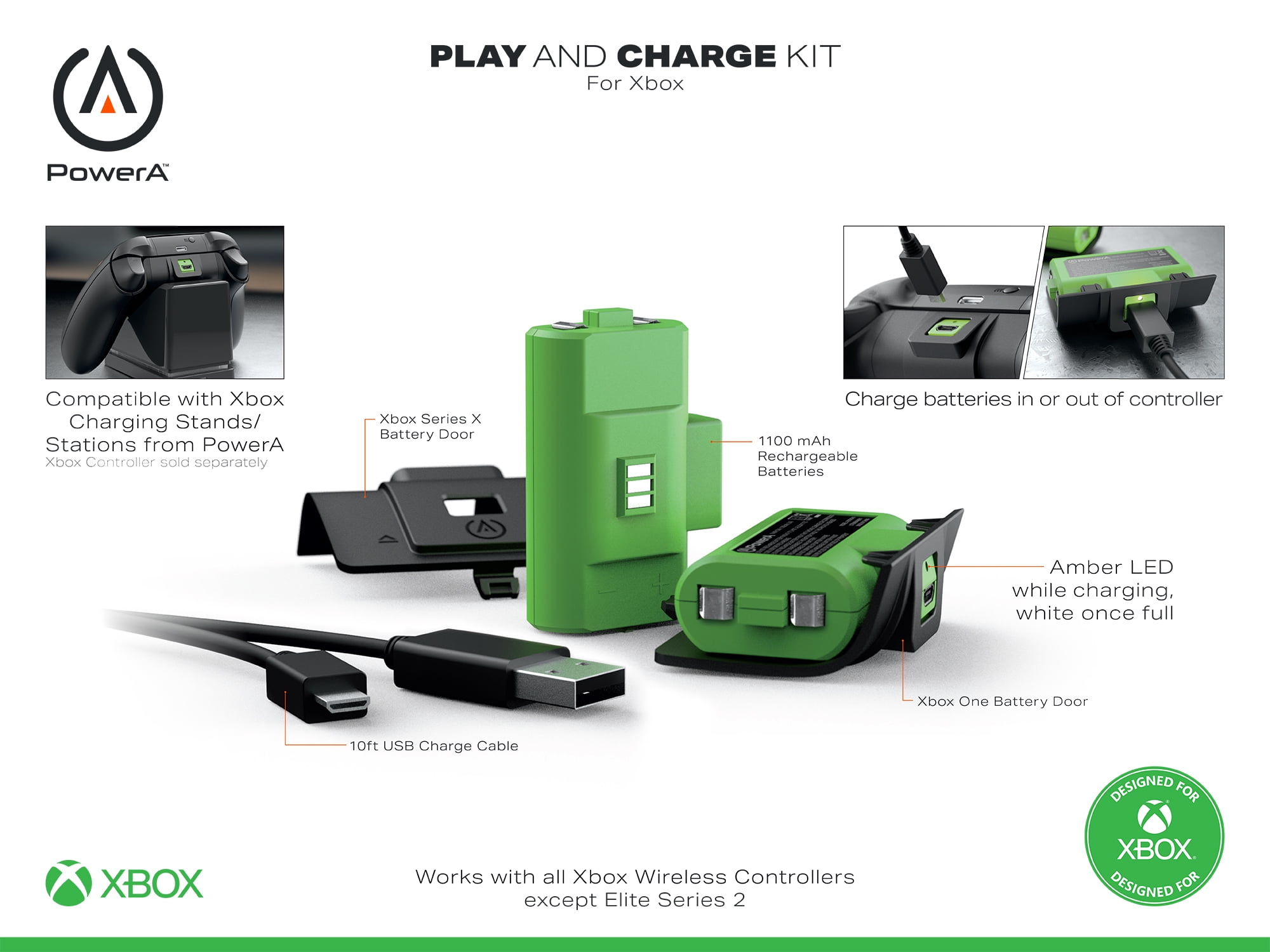 PowerA Play And Charge Kit for Xbox Controllers