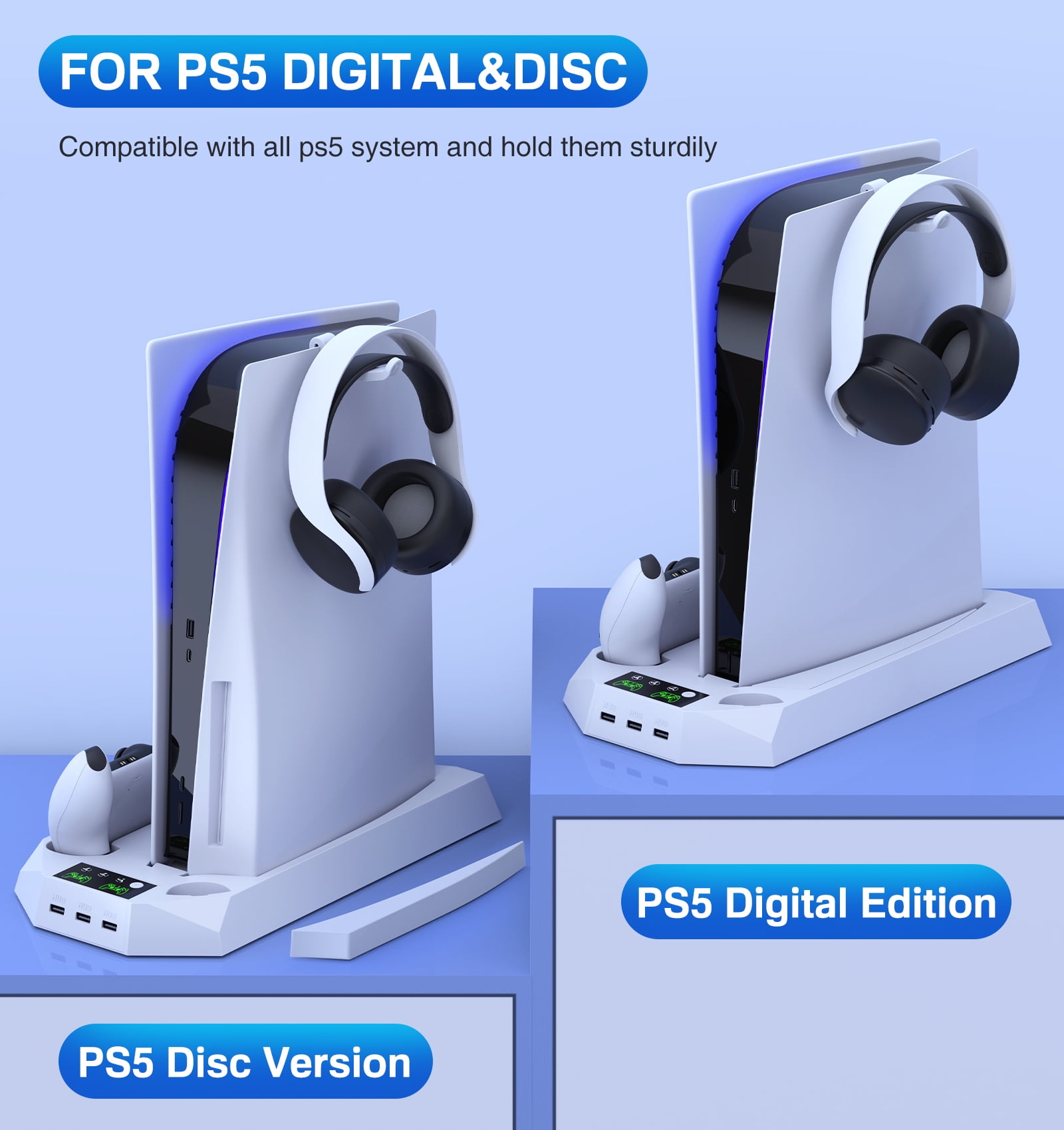 PS5 Cooling Stand and Controller Charger - White