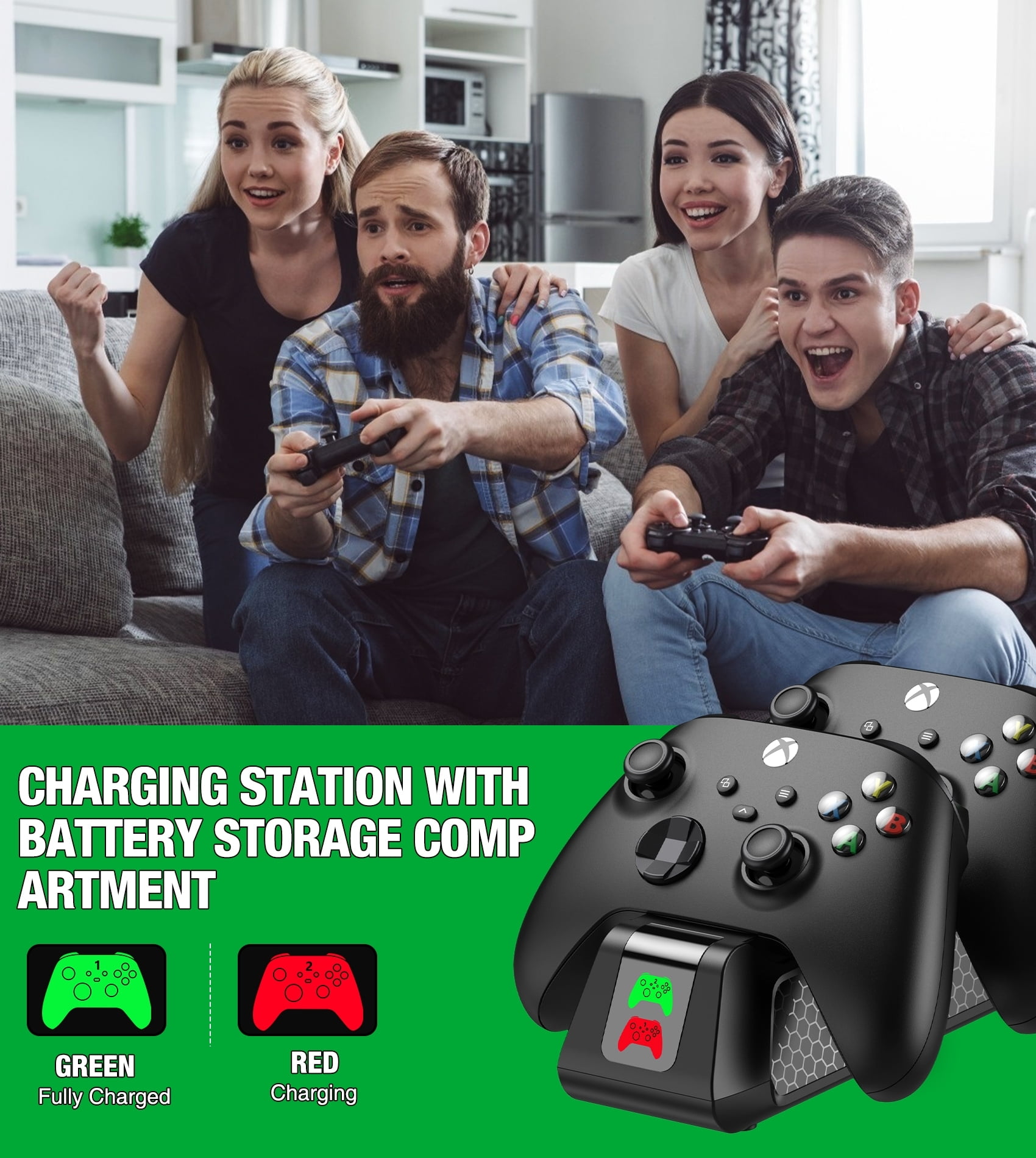 DinoFire Xbox Controller Charging Station and Batteries