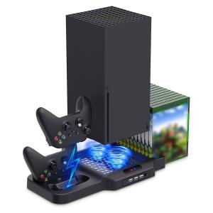 Xbox Series X/S Vertical Stand with Cooling Fan and Charge Dock