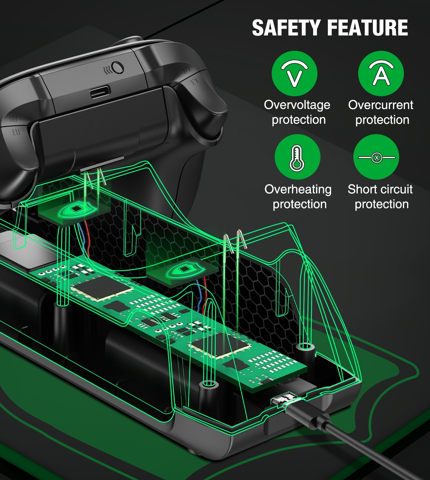 DinoFire Xbox Controller Charging Station and Batteries