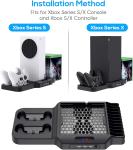 Xbox Series X/S Vertical Stand with Cooling Fan and Charge Dock