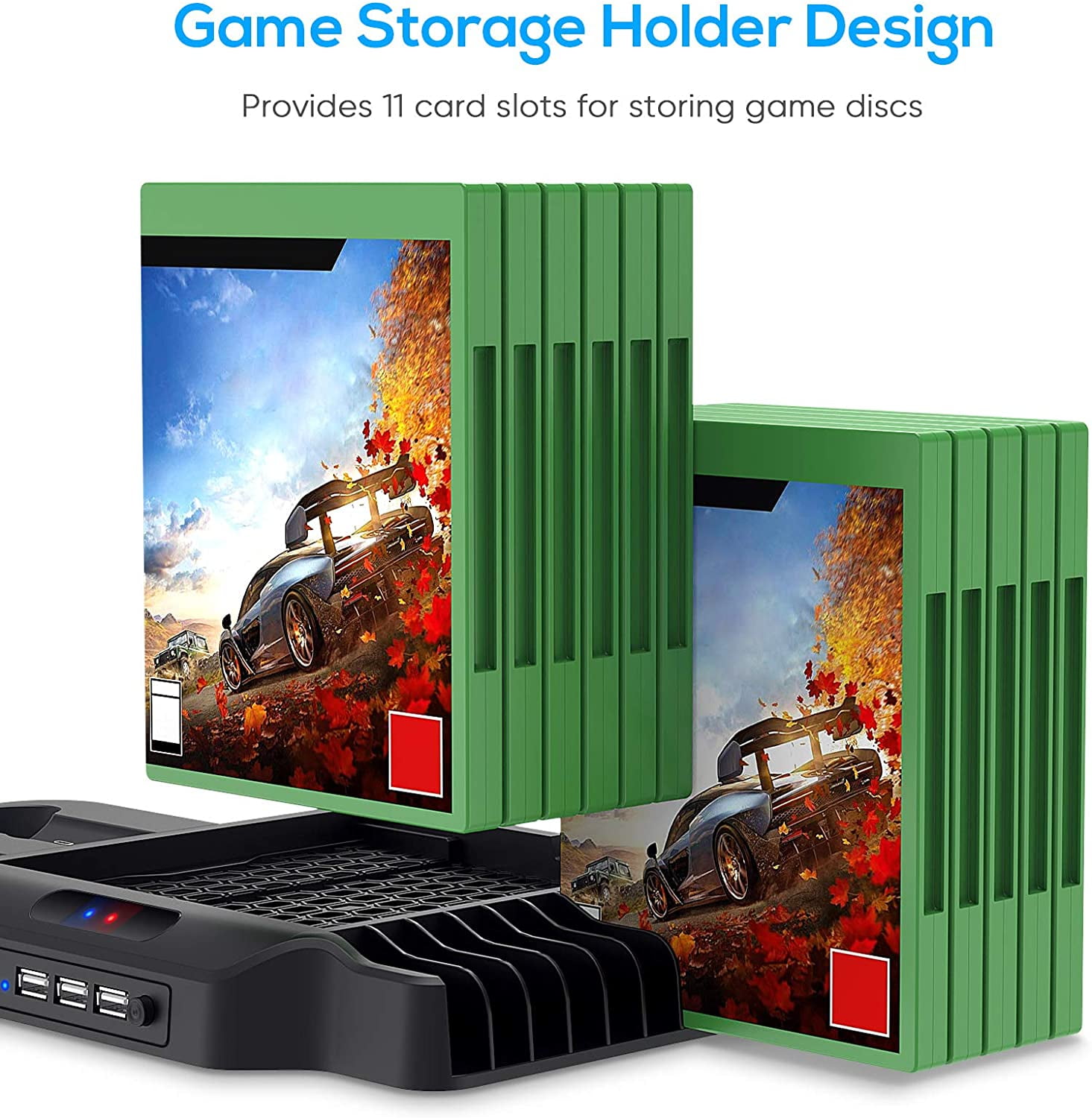 Xbox Series X/S Vertical Stand with Cooling Fan and Charge Dock