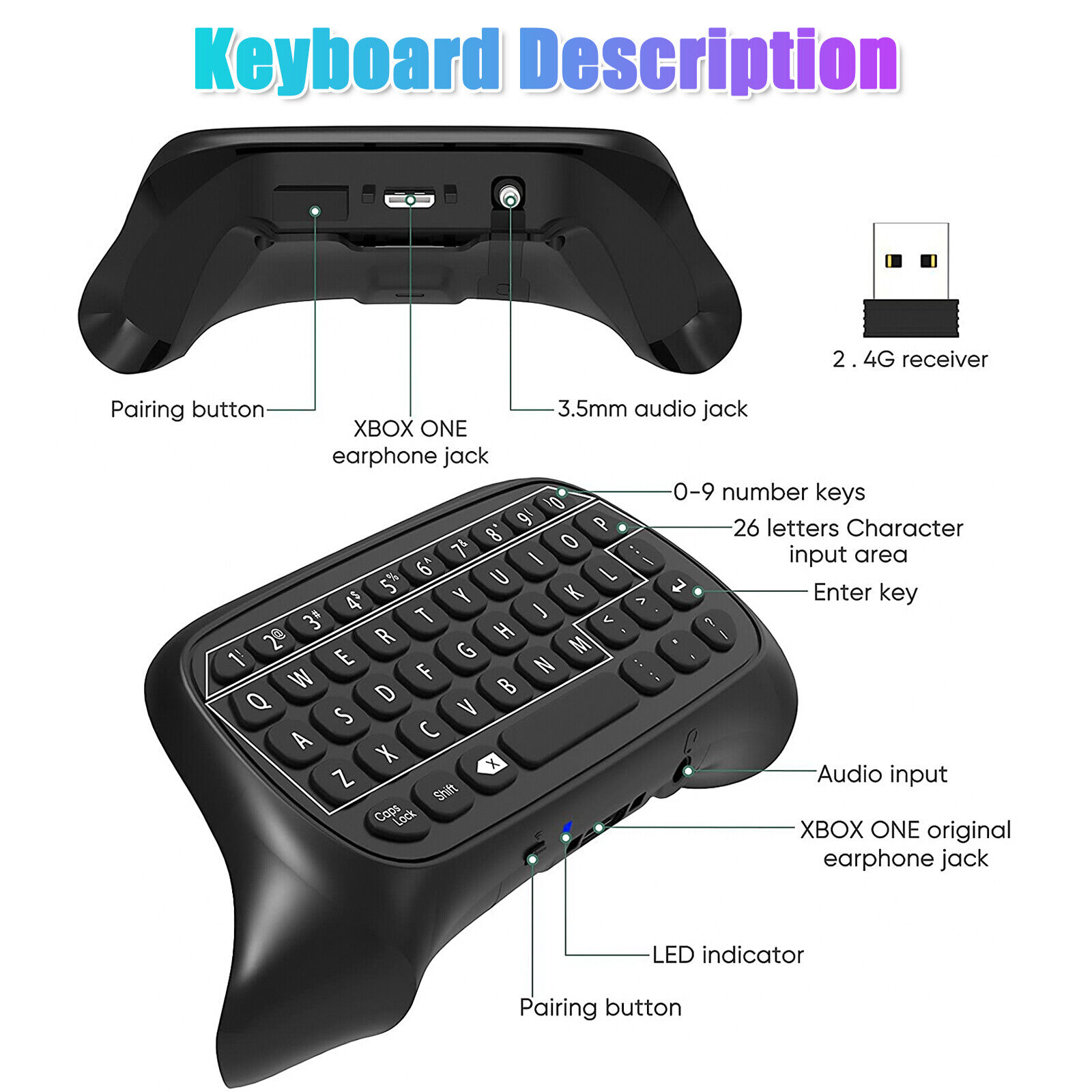 Mini Bluetooth Keyboard Chatpad for Xbox Series X/S
