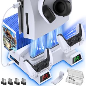 PS5 Stand with Cooling & Dual Controller Charger