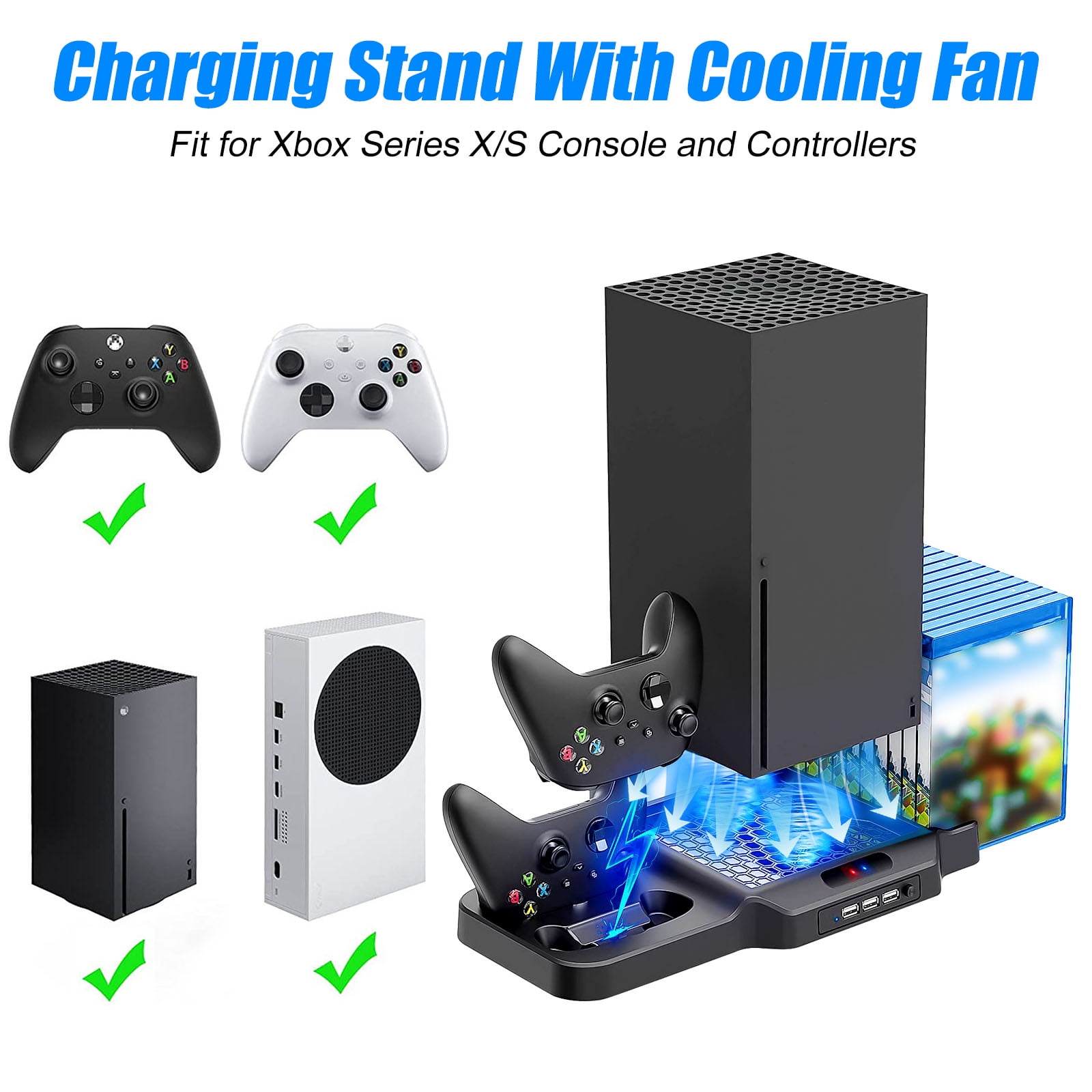 Vertical Cooling Stand and Charger for Xbox Series X/S