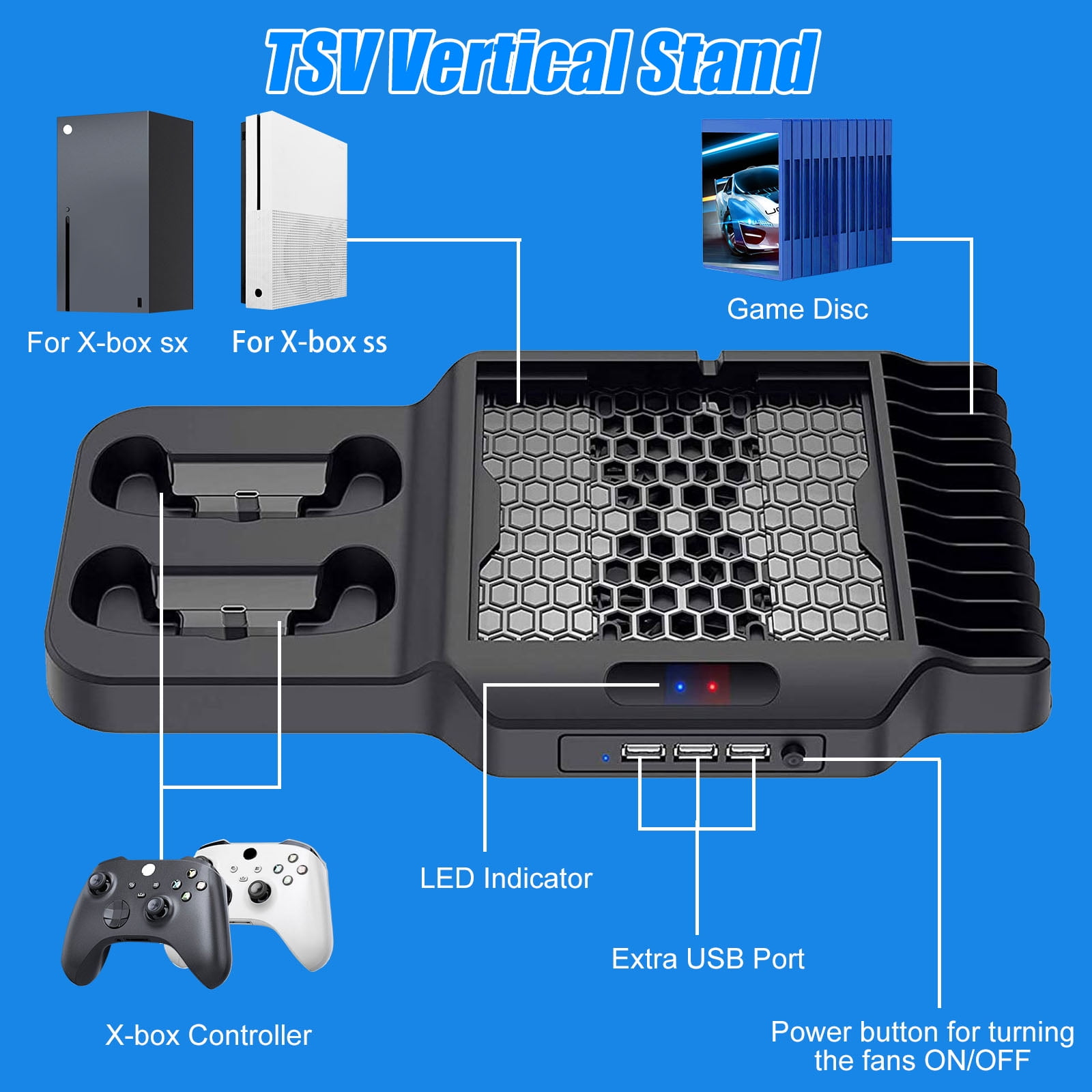 Vertical Cooling Stand and Charger for Xbox Series X/S
