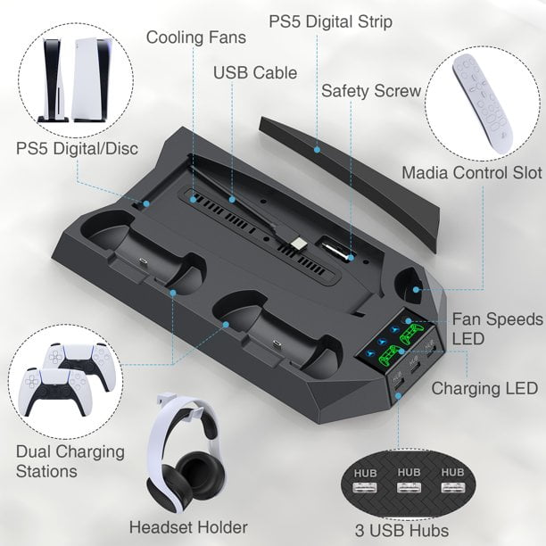 BEBONCOOL Vertical Stand and Cooling Fan for PS5