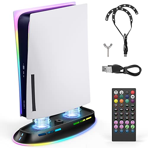 PS5 Stand with Cooling Fan and RGB Light