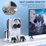 White PS5 Vertical Cooling Stand with Controller Chargers