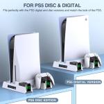 White PS5 Vertical Cooling Stand with Controller Chargers