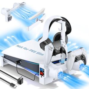 PS5 Cooling Stand with Controller Charger & Headset Support