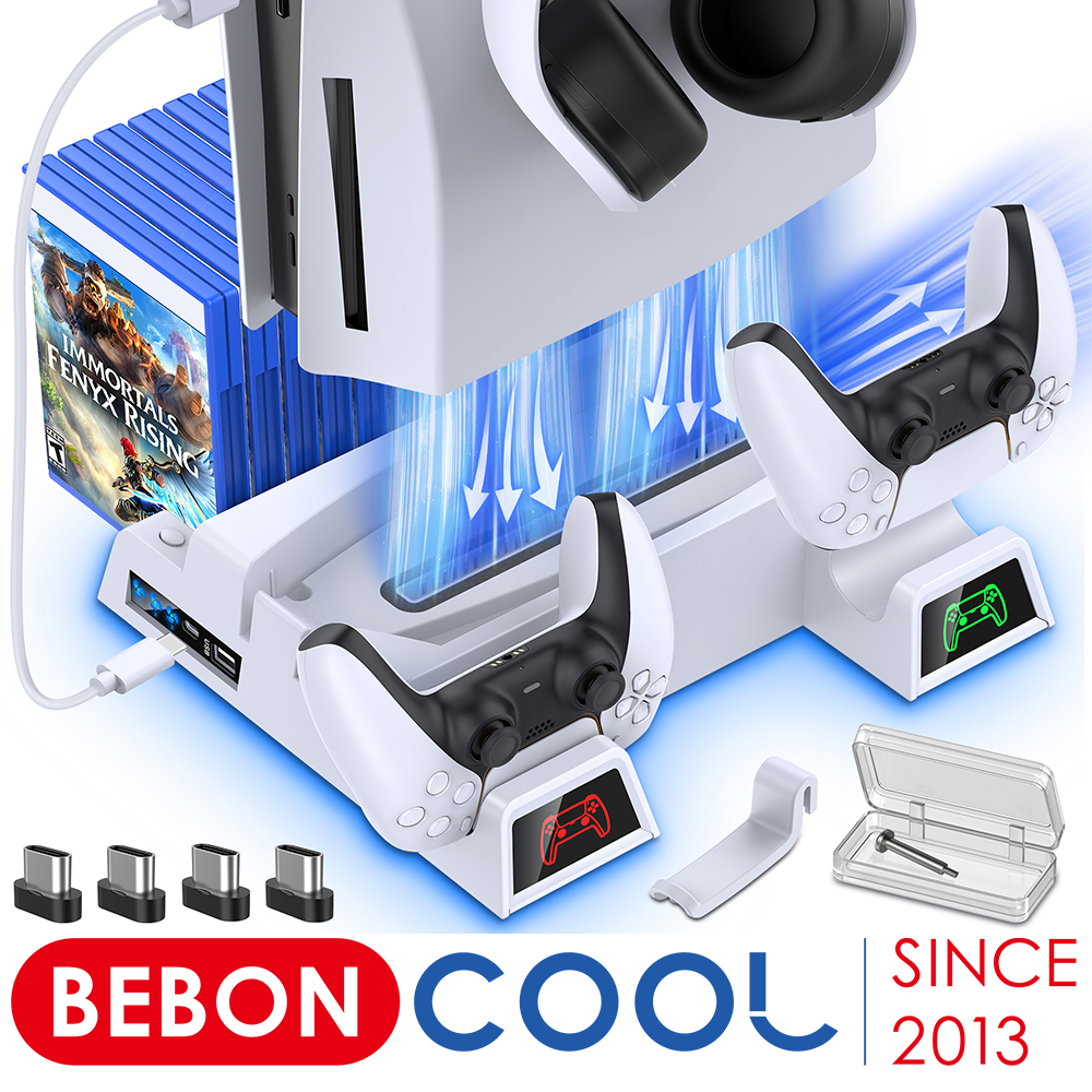 PS5 Vertical Stand with Cooling Fan and Charger