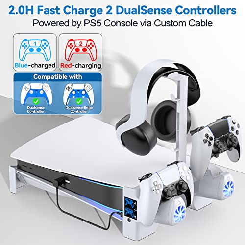 PS5 Cooling Stand with Controller Charger & Headset Support