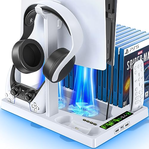 PS5 Cooling Stand & Controller Charger with Organizer