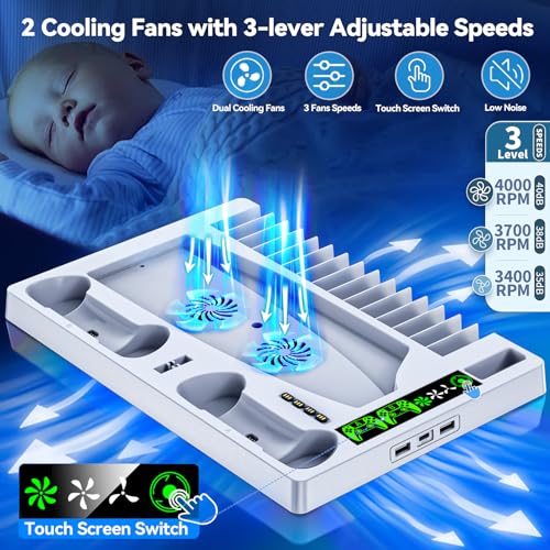 PS5 Cooling Stand & Controller Charger with Organizer
