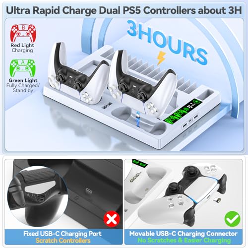 PS5 Cooling Stand & Controller Charger with Organizer