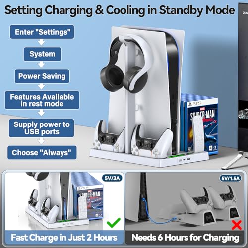 PS5 Cooling Stand & Controller Charger with Organizer