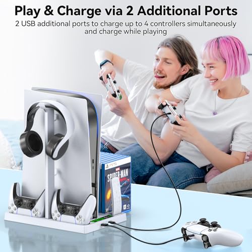 PS5 Cooling Stand & Controller Charger with Organizer