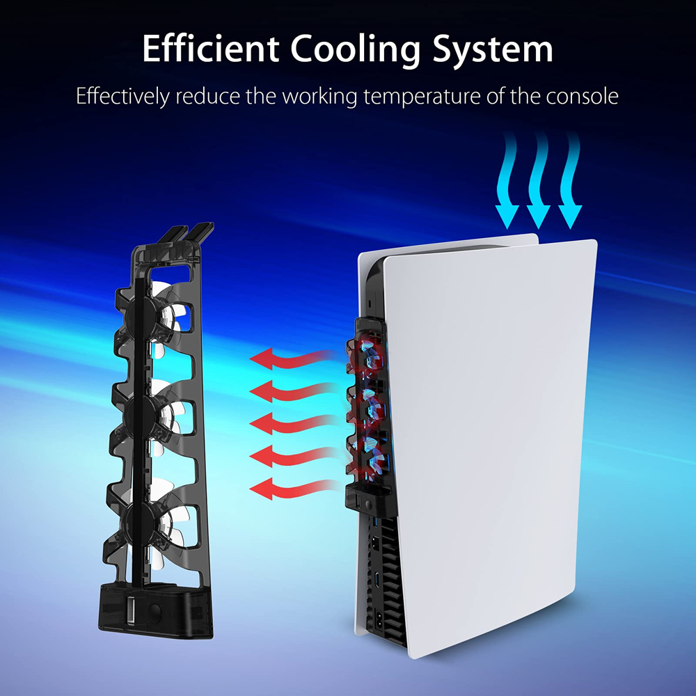 PS5 Cooling Fan with LED Light Accessory