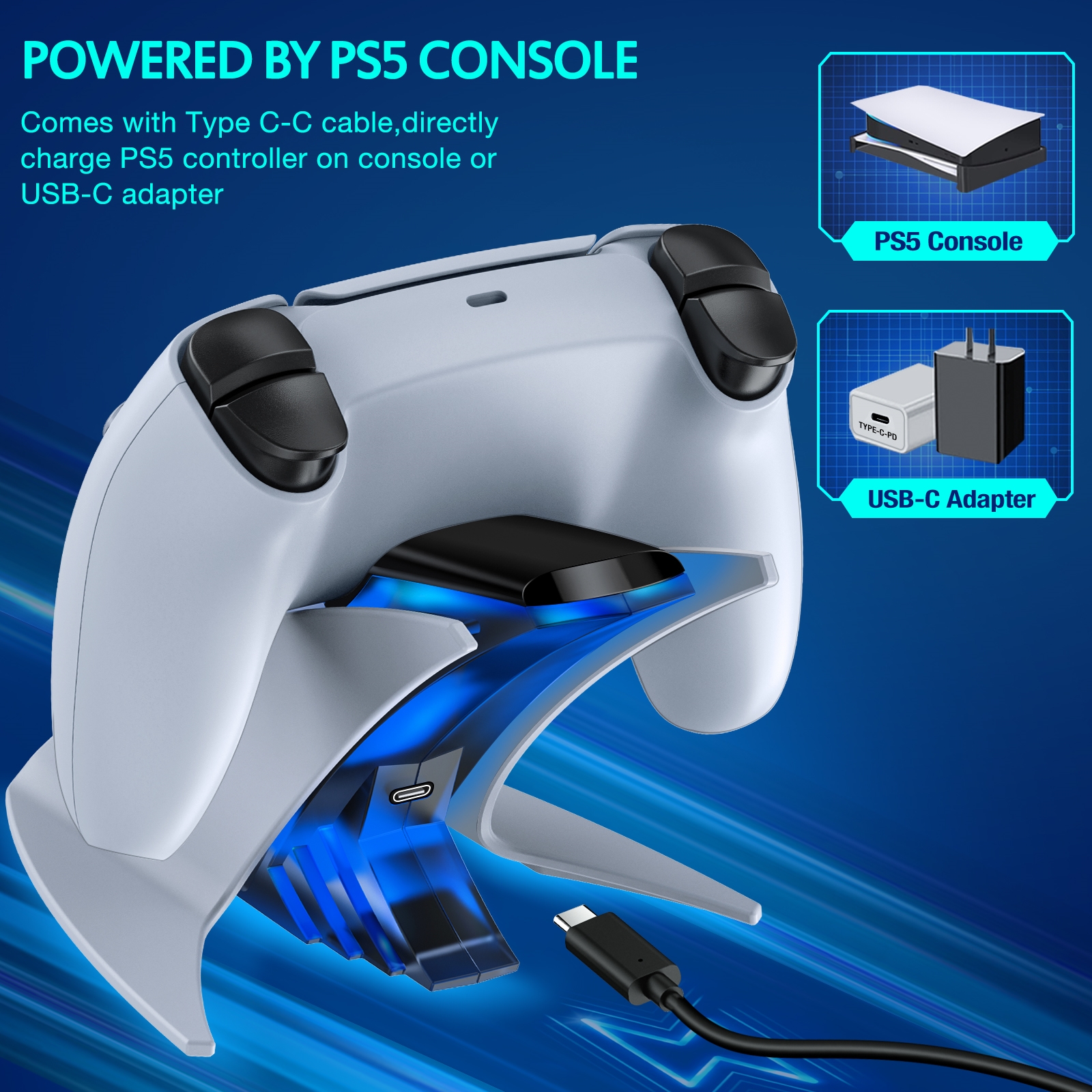 BEBONCOOL Fast Charger for PS5 Controllers