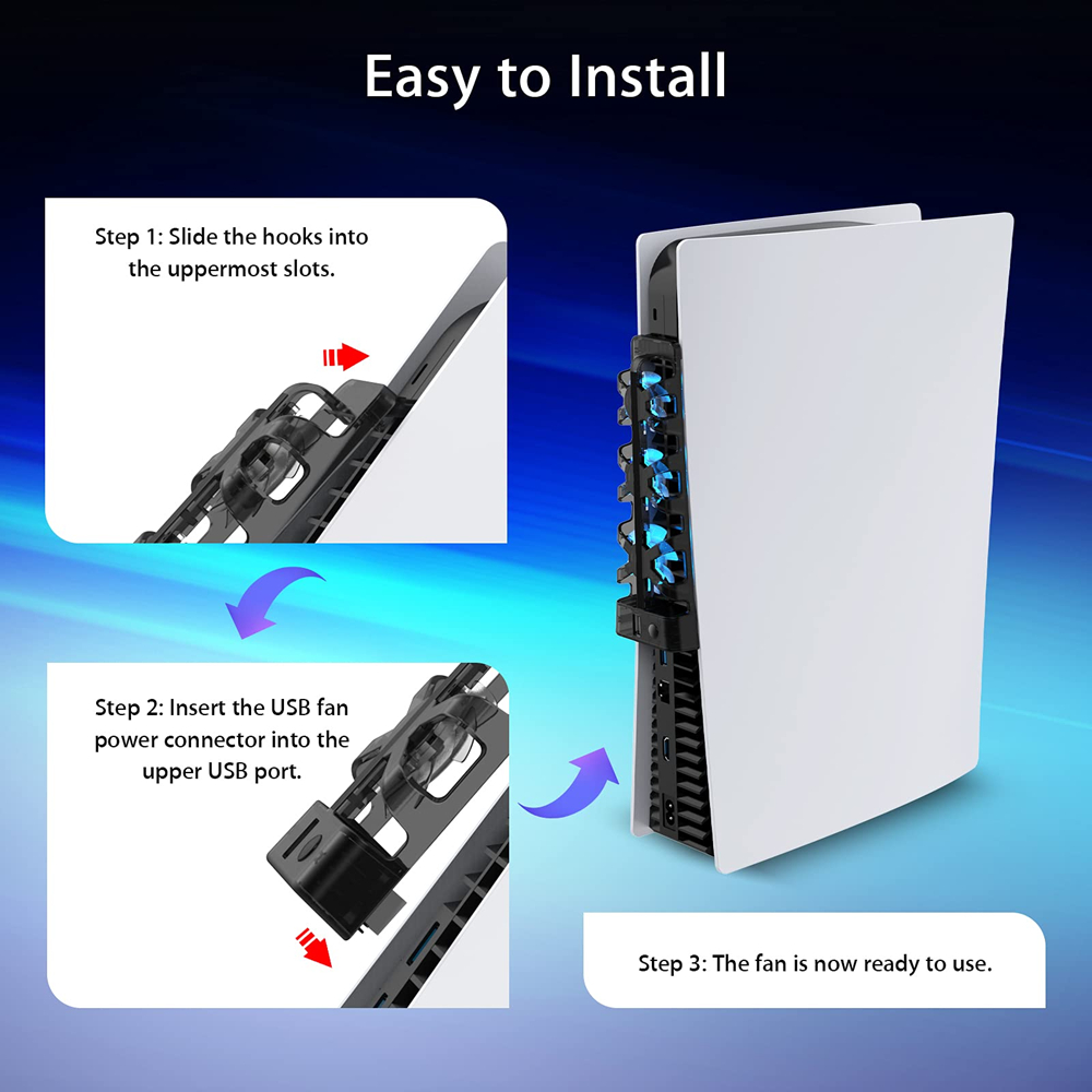 PS5 Cooling Fan with LED Light Accessory
