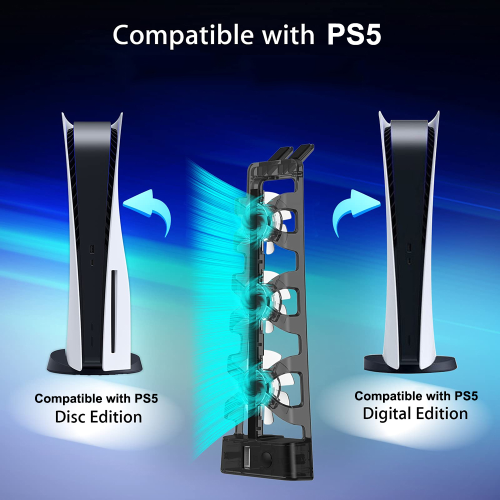 PS5 Cooling Fan with LED Light Accessory