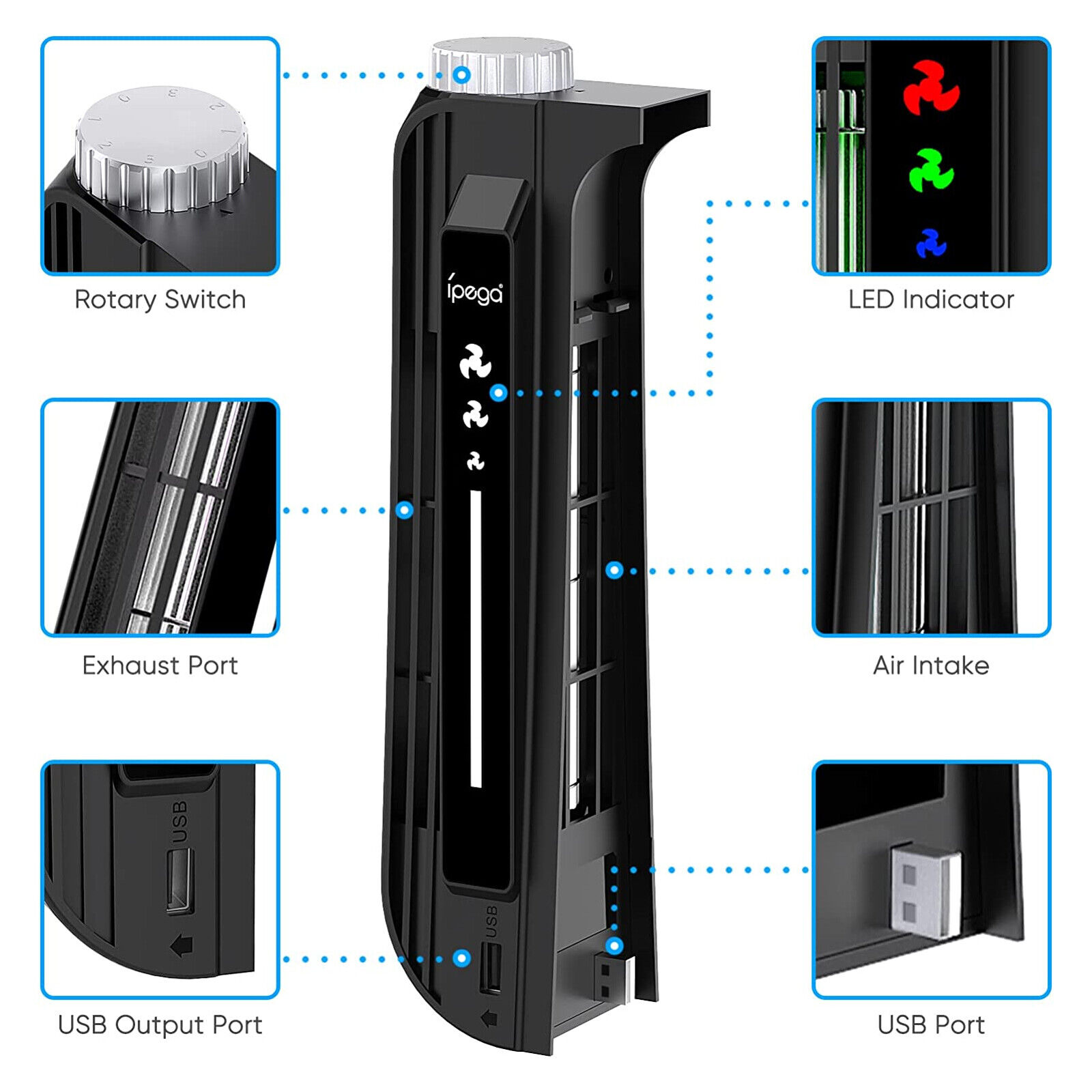 PS5 Cooling Fan with 3 Speed Settings