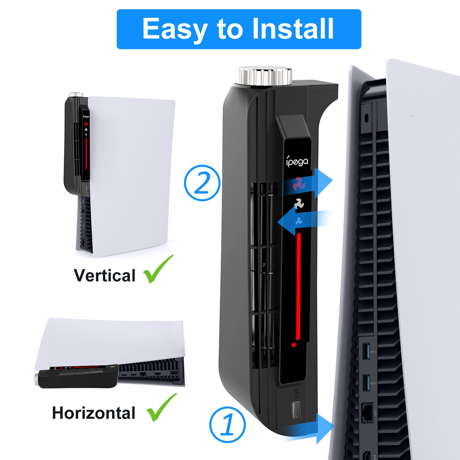 PS5 Cooling Fan with 3 Speed Settings