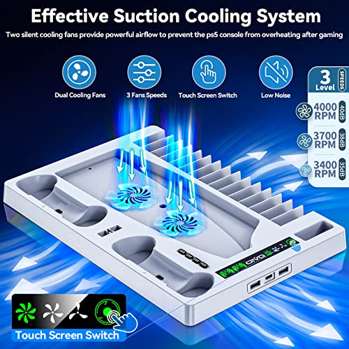 PS5 Cooling Stand & Controller Charger with Organizer