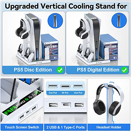 PS5 Cooling Stand & Controller Charger with Organizer