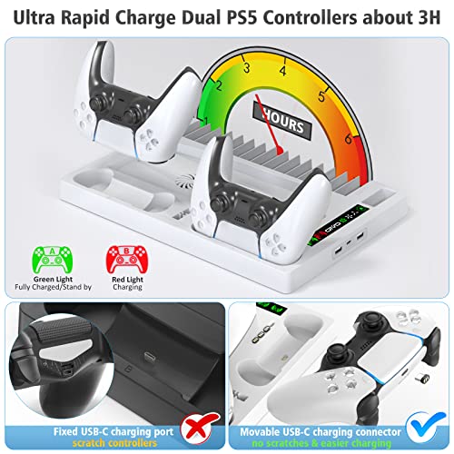 PS5 Cooling Stand & Controller Charger with Organizer
