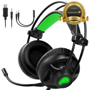 Fosmon Green LED Gaming Headset with Mic